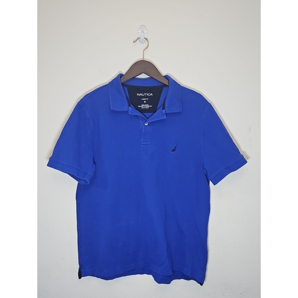 Nautica Men's Short Sleeve Blue Polo Shirt Size XL‎ Classic Fit